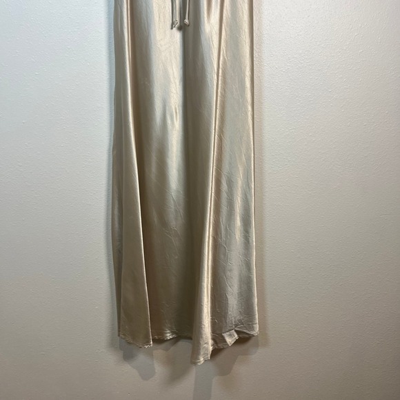 VTG 90s Y2K Satin Maxi Dress Sz Small Champagne Slip Gown Bias Cut Minimalist - Picture 10 of 13